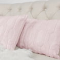 thumbnail image 4 of Home Soft Things 2-Pc Tatami Embroidery Plush Faux Fur pillow covers - Peach Blush - 14"x26", 4 of 8