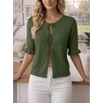 thumbnail image 3 of Anygrew Women's Lightweight Knit Cardigan - Tie Front Ruffle Short Sleeve Open Front Summer Cover Up Sweater Top, 3 of 6