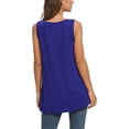 thumbnail image 3 of Qarigey Camiseta de mujer Camiseta sin mangas Camiseta con cuello en V Blusa Camiseta sin mangas V Chaleco de color sólido Vestidos Azul oscuro L Qarigey AP003123-38, 3 of 6