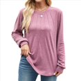 thumbnail image 2 of Camisas de Larga para Mujer, Moda Otoño 2025, Camisas Formales Informales, Blusas Tipo Túnica Plisadas con Cuello Redondo. Rojo Púrpura XL, 2 of 10