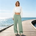 thumbnail image 2 of VV AVEORS Wide Leg Sweatpants Women Baggy High Waisted Gym Workout Joggers Elastic Waist Track Pants Mint Green 2XL, 2 of 7