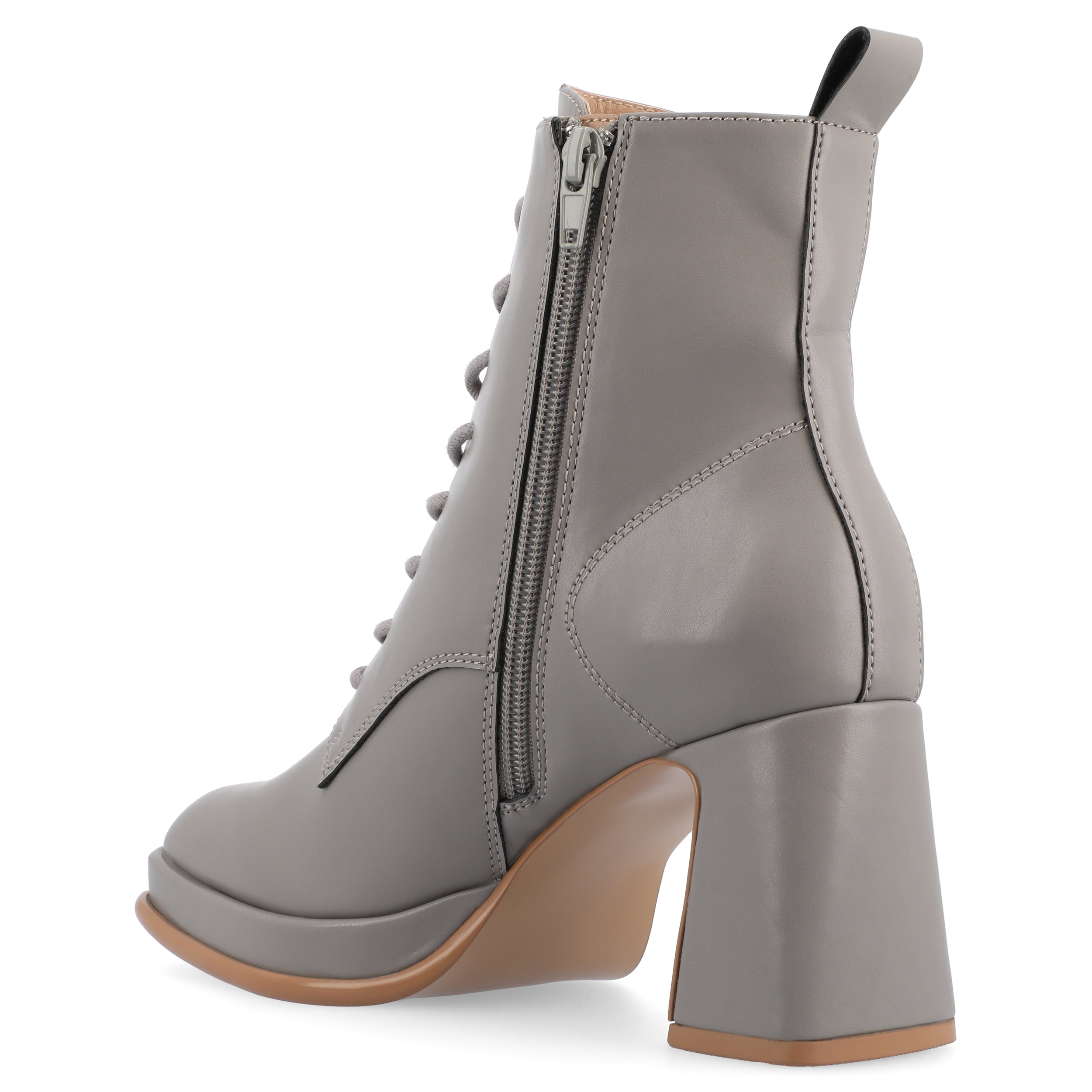 Journee Womens Kalindi Lace Up and Zip Entry Square Toe Booties, Widths Available