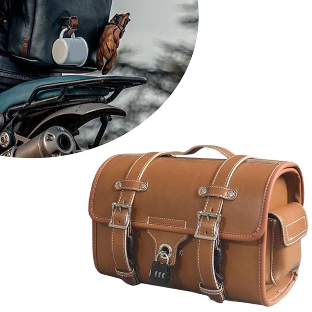 Bolsa de cola de motocicleta genérica Bolsa de almacenamiento retro de Zipe Multifuncional Marrón