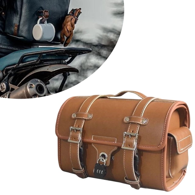 Bolsas de cola de motocicleta genérica bolsas de cola universales fáciles de instalar accesorio de conducción bolsita de viaje de viaje vintage Marrón