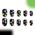 thumbnail image 4 of 24 Pcs Black Press on Nails Short Almond Flower Fake Nails Summer False Nails with Floral Designs Spring Full Cover Glossy Glue on Nails for Women and Girls Reusable Acrylic Nails Style 1 0.04 Fl, 4 of 4