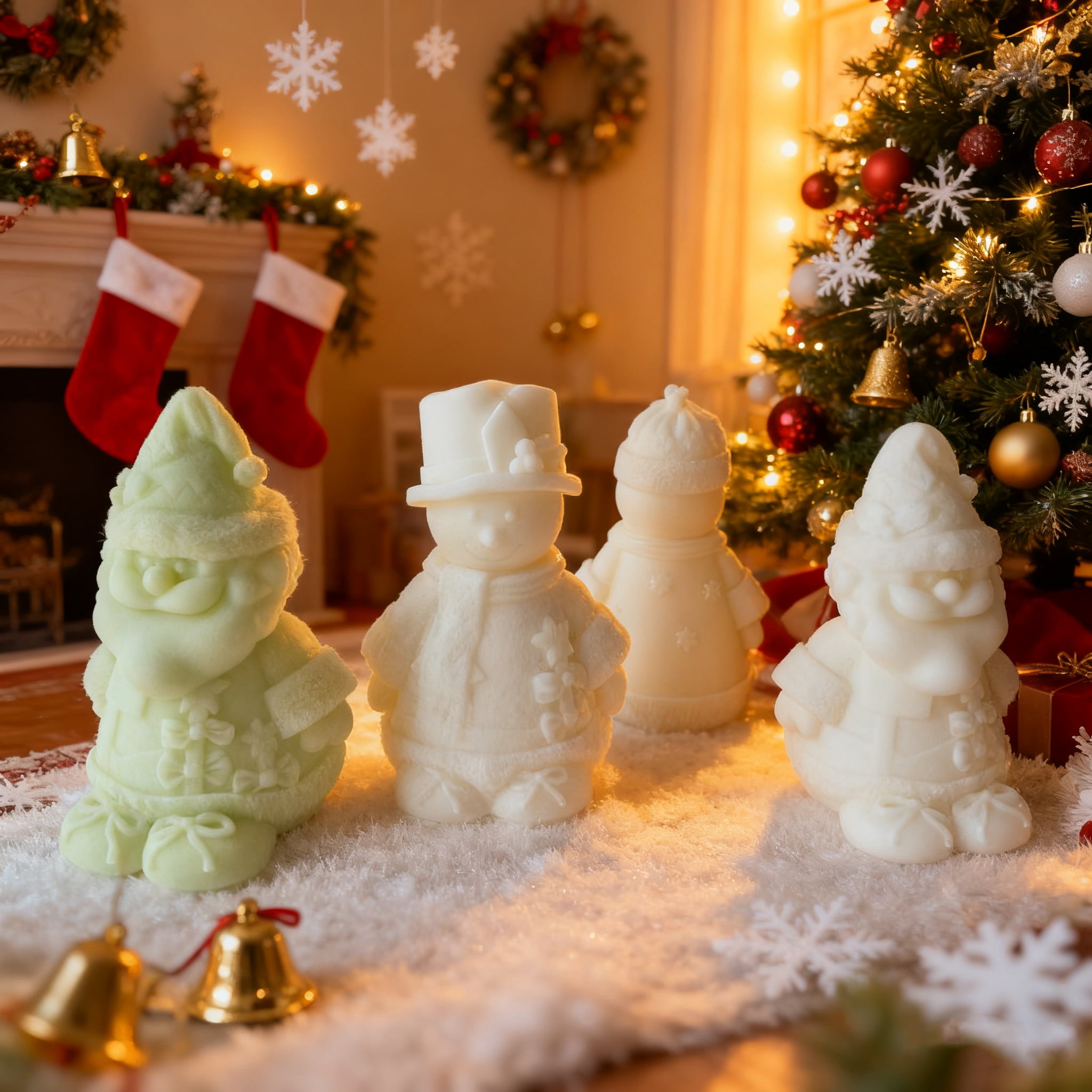 JDH 2PCS Christmas Mold Christmas Snowman Aromatherapy Candle Silicone Molds Resin Casting Mould for DIY Candle Making Polymer Clay Craft Plaster Christmas Home Desktop Decoration