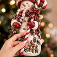 thumbnail image 6 of Christmas Snowman Figurine, Holiday Tabletop Centerpiece Decor, Winter Rustic Statue with Candy Cane, Cardinal Bird and Pine Accents for Mantel and Shelf, 6 of 7