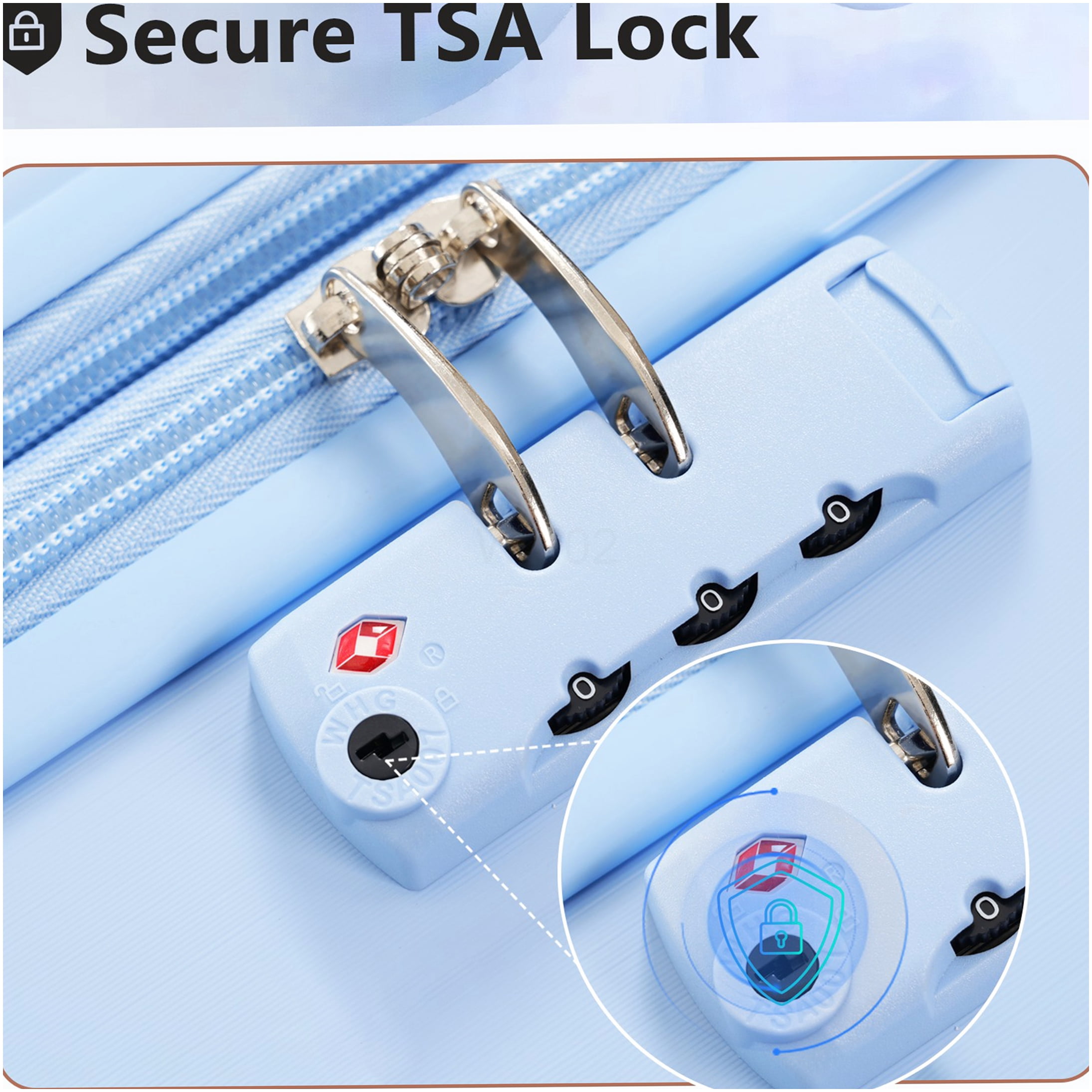 Sky Blue 28" Expandable Hardshell Checked Luggage with TSA Lock, Lightweight ABS Spinner Suitcase for Travel
