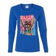 thumbnail image 3 of Dean Russo Cosmic Trash Panda Animal Lover Womens Graphic Long Sleeve T-Shirt, Royal, X-Large, 3 of 6