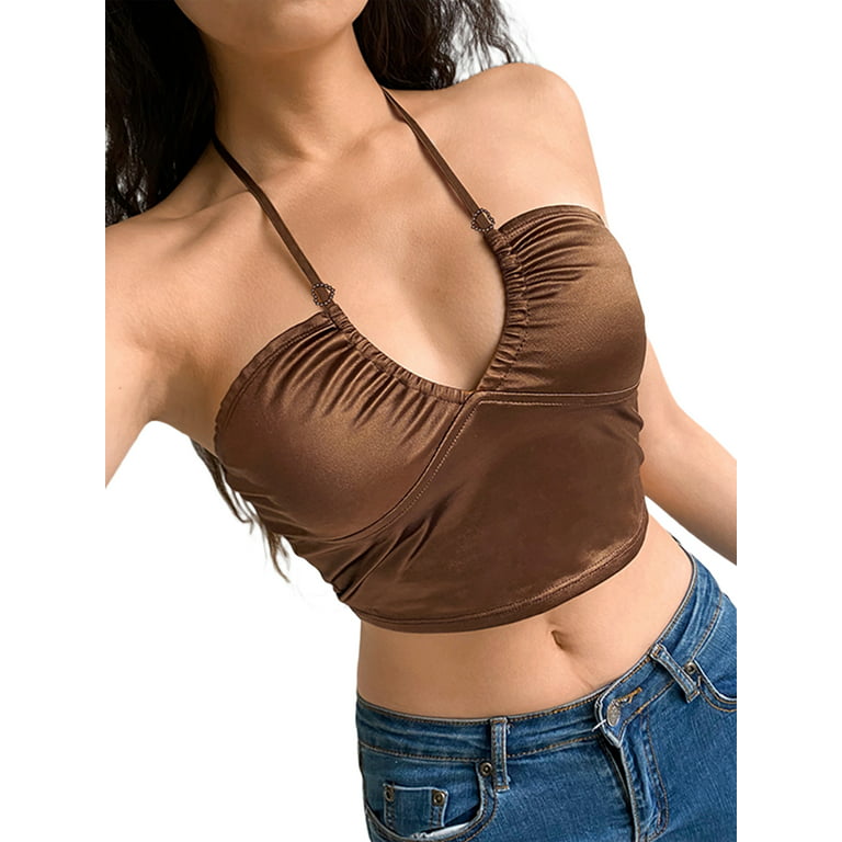 Sexy Women Crisscross Strappy Crop Tops Bralette Bustier Cutout Padded Bra  Cami Tank Top