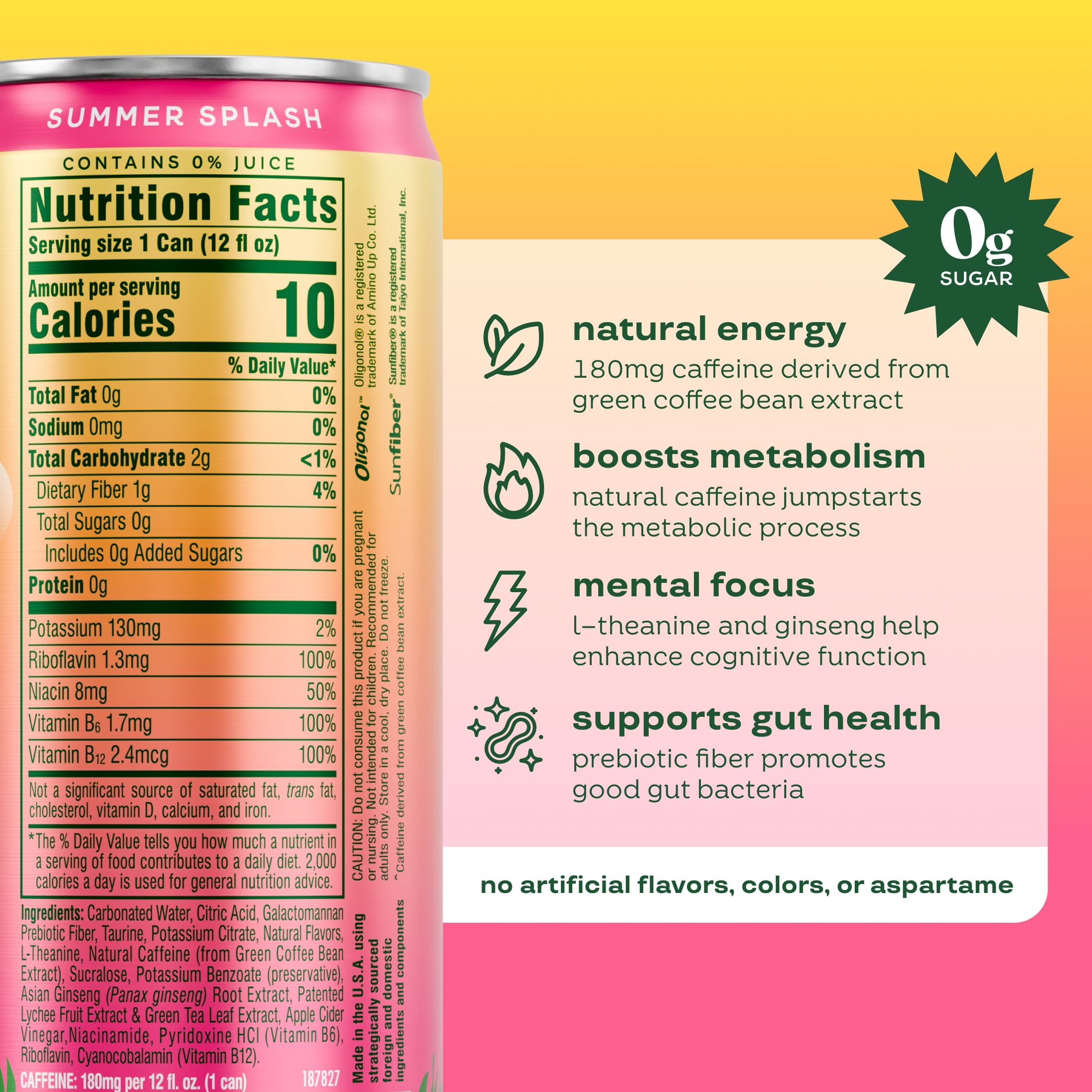 Bloom Sparkling Energy Drink, Summer Splash, 12 fl oz Single Can