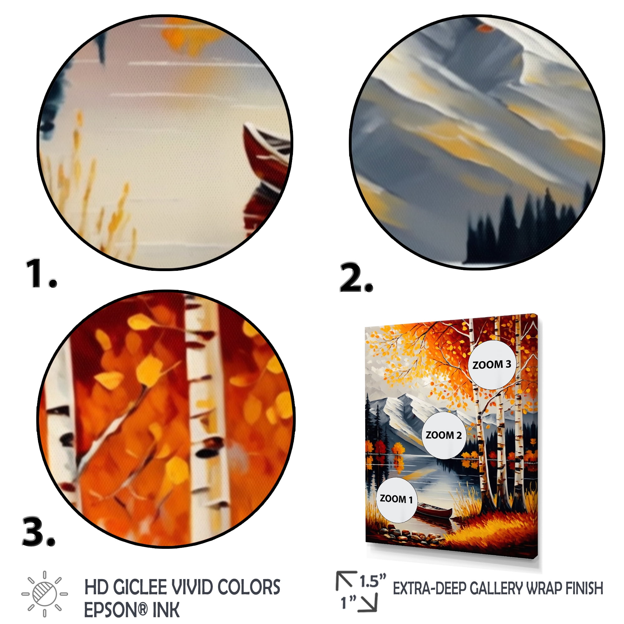 Designart Red And Orange Birch Trees By The Lake VIII Canvas Wall Art