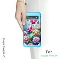 thumbnail image 6 of Casetego for Google Pixel 6A Case (2022),Marble Heavy Duty Shockproof Protection Hard Plastic+Silicone Rubber Hybrid 3 in 1 Drop Protective Cover,Blue Flower, 6 of 8
