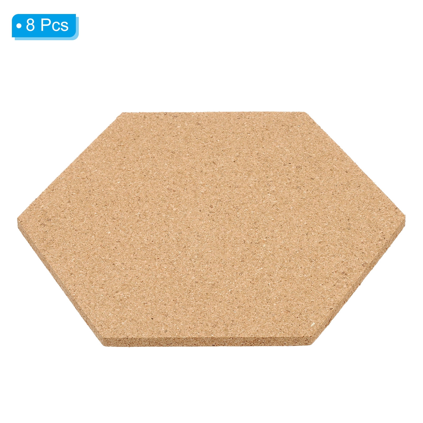 Uxcell 8x7" 1/4" Thick Cork Board Tiles, 8 Pack Self Adhesive Hexagon Bulletin Board Display Corkboard