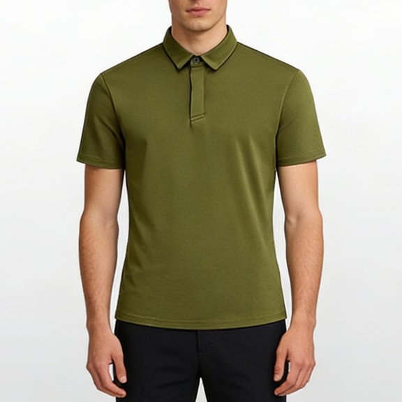 Ceisia Men's Short Sleeve Cool Touch Polo Shirt Solid Color Casual Relaxed Fit Ice Silk Seamless Breathable Stretch Button Collared Top Gifts for Father Green 1X
