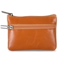 thumbnail image 1 of Guardurnaity Monedero portátil de piel de vaca con cremalleras suaves para tarjetas y monedas. Monedero con cremallera y tarjetero. Carteras Marrón claro, 1 of 6