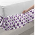 thumbnail image 2 of Dino Bed Skirt, Tyrannosaurus Jurassic Period Animals Prehistoric Reptiles Childish, Elastic Bedskirt Dust Ruffle Wrap Around for Bedding Decor, 4 Sizes, Purple Marigold and White, by Ambesonne, 2 of 2
