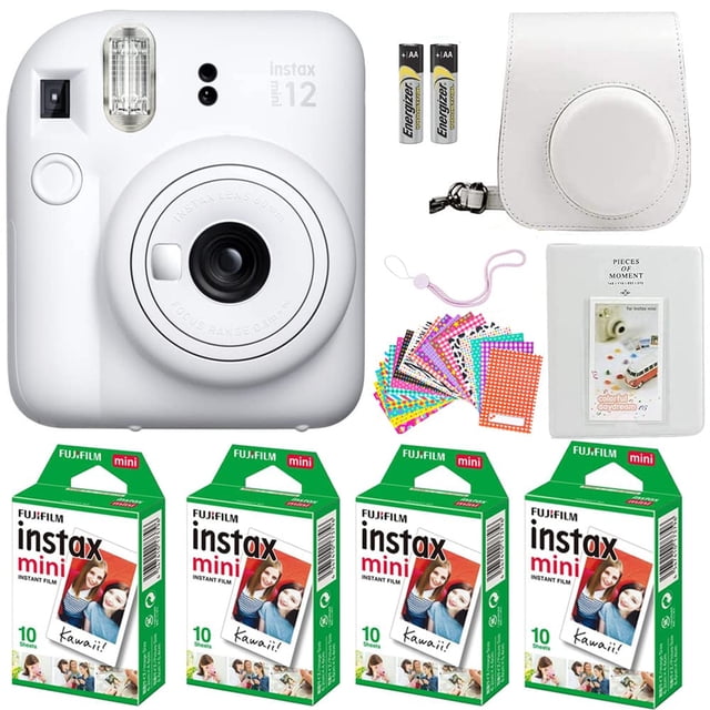 Cámara Fujifilm Instax Mini 12 blanca arcilla con película de 40 hojas
