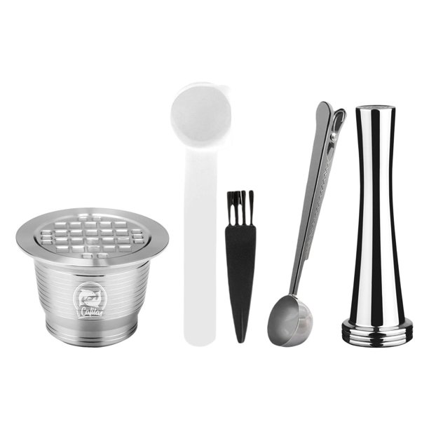 Vaina de cápsulas reutilizables Kit de cápsulas de cápsulas de reutilizables, grado alimenticio lavable, con tapa Espresso DIY Coffee 304 Acero inoxidable para de Multi plata Magideal Vaina de cápsulas reutilizables