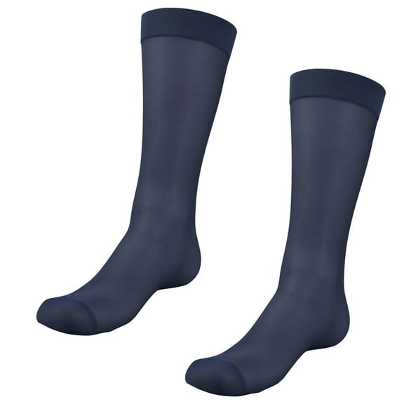 Mens Dress Socks Silk Sheer Formal Business Socks Over the Calf Suit Sock Long Stockings with Reinforced Toe