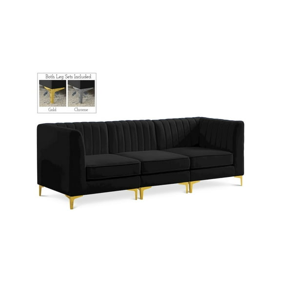 Meridian Furniture Alina Black Velvet Modular Sofa
