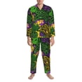 thumbnail image 3 of Salouo Mardi Gras7 Print Button-Front Long Sleeve Pajama Set for Men, Soft 2Pjs Men's Long Sleeve Sleepwear-Large, 3 of 7
