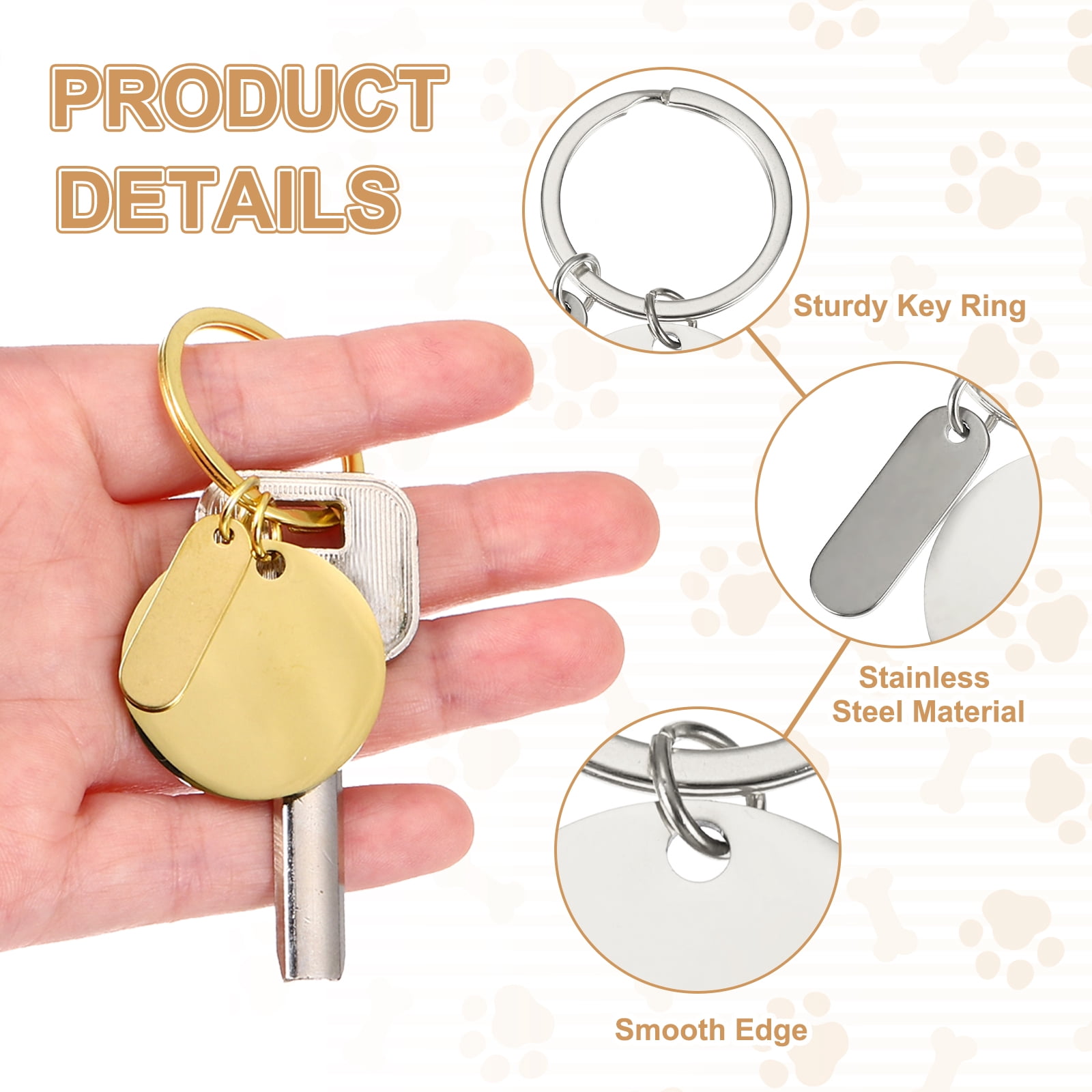 Uxcell Stainless Steel Engraving Keychain Blanks, 30Pcs Metal Laser Engravable Stamping Blanks, Silver (Round)