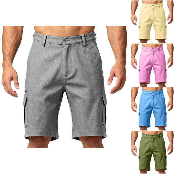 LODIENY Cargo Denim Shorts for Men Relaxed Fit Washed Distressed Outdoor Hiking Work Casual Shorts with Zipper Pockets Army Green M