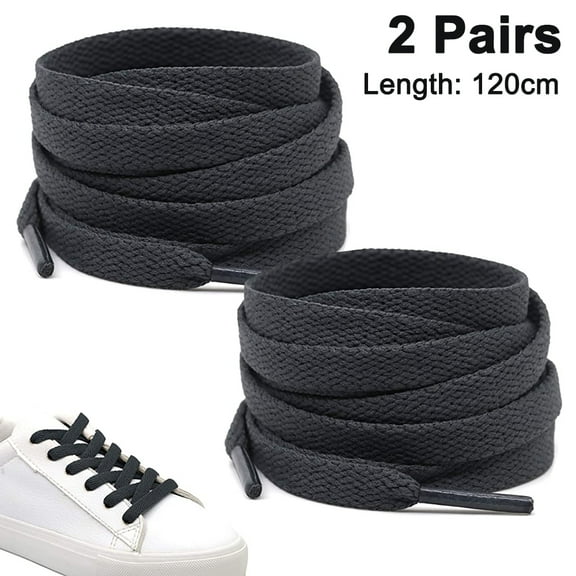 2 Pair Flat Shoe Laces for Sneakers, Shoelaces for Sneakers Athletic Running Shoes Boot Strings,dark gray120CM