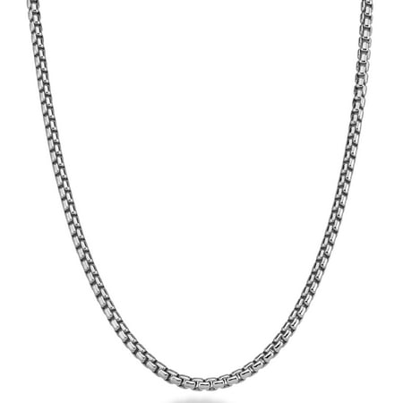 Miabella Solid 925 Sterling Silver Italian 3.5mm Square Link Round Box Chain Necklace for Women Men, Made in Italy (20, rhodium-plated-silver)