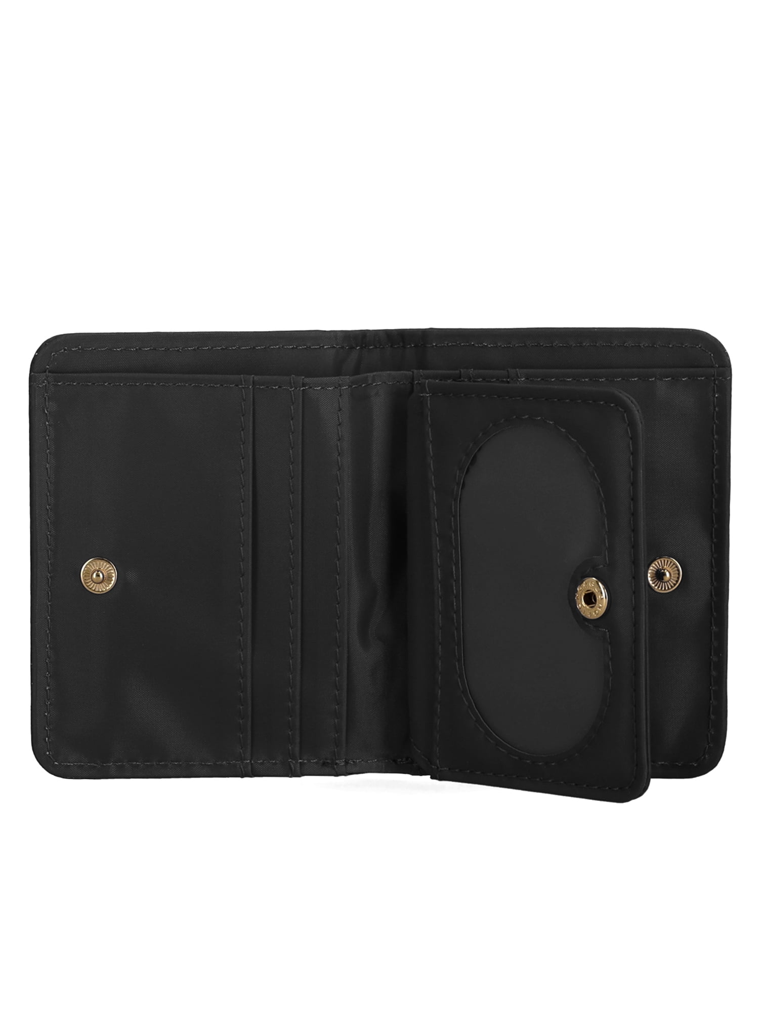 Time and Tru Women's Sharon Two Fold Wallet, Solid Black