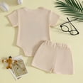 thumbnail image 5 of WUANDIXFA Newborn Boy Clothes Summer Cute Waffle Outfit Short Sleeve Shirt and Shorts Casual Baby Boys Shorts Set Newborn Boy Outfit,Beige,6-12 Months, 5 of 5