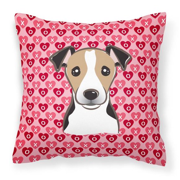 Carolines Treasures BB5331PW1414 Jack Russell Terrier Hearts Fabric Decorative Pillow