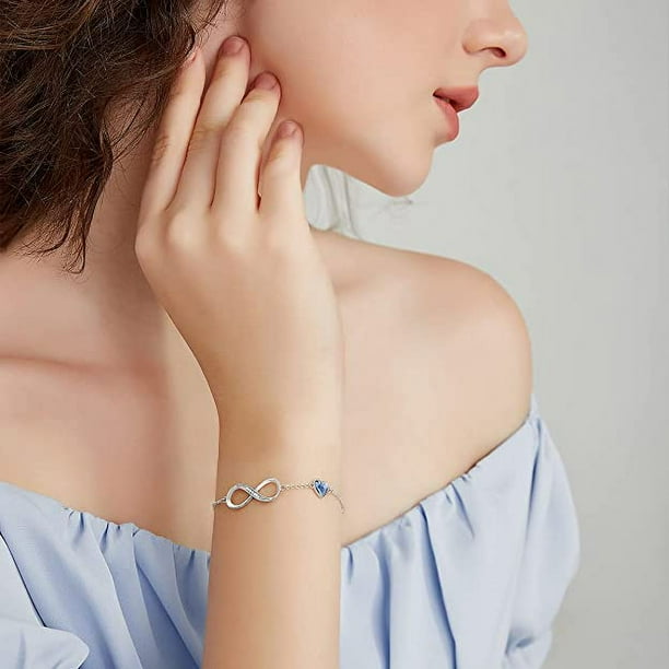 Infinity Bracelet for Women 925 Sterling Silver Adjustable Heart Bracelet for Women Jewelry for Women Gift for Wife Birthday Mother s Day Mom