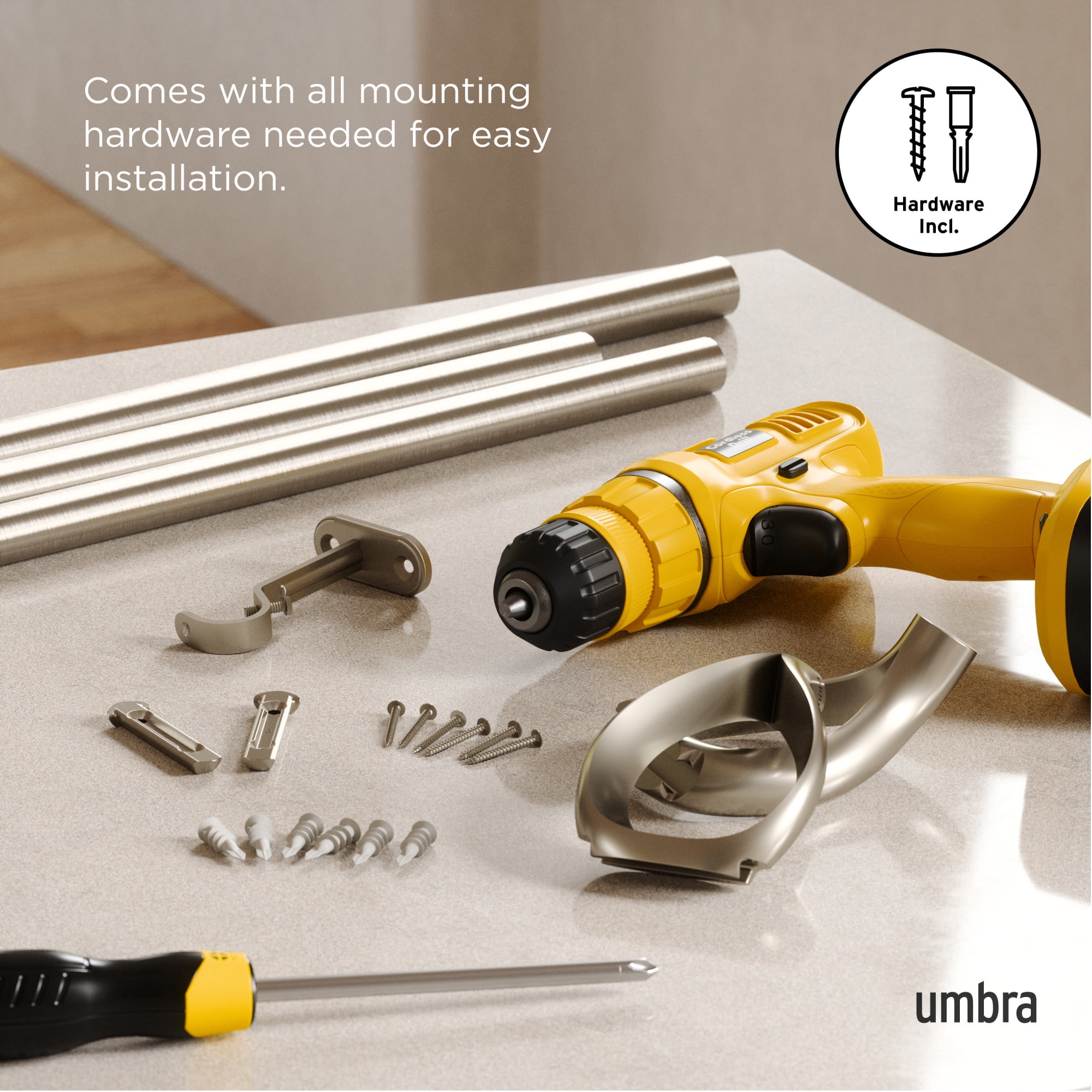 Umbra Loop 1" (2.5 cm) Curtain Rod, 42-120" (107-305 cm)