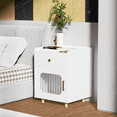thumbnail image 3 of Modern Nightstand,Bedside Table with Drawer,Nightstand with Charging Station,Bedroom Nightstand for Bedroom, Living Room, 3 of 12