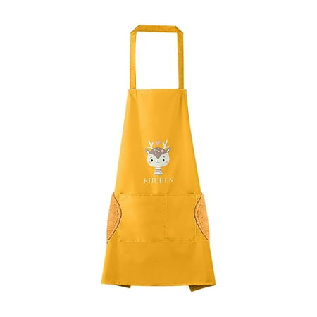 

Big Sale! Yiteos Kitchen Apron with Hand Wiping Waterproof Oily Apron Housework Cleaning Hanging Neck Apron Apron Sleeve Clearance 1X Apron Kitchen Apron Yellow Lady Apron Yellow