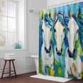 thumbnail image 5 of Green Horse Fabric Shower Curtain Animal Abstract Art Washable Shower Curtains for Bathroom, Waterproof Bath Curtain with Hooks Home Decor 36x72in, 5 of 8