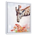 thumbnail image 3 of Designart 'Portrait of A Giraffe With Orange Flowers' Farmhouse Framed Canvas Wall Art Print, 3 of 5