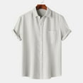 thumbnail image 2 of cfhntfmh Button down Shirts for Men Summer Short Sleeve Lapel Knitted Blouses Plus Size Casual Tops with Pocket, 2 of 7