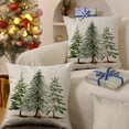 thumbnail image 3 of Christmas Pillow Covers 18x18 Inch Set of 2 Green Christmas Tree with Cedar Decorative White Throw Pillows Winter Christmas Decor for Home Couch ST-020A18, 3 of 6