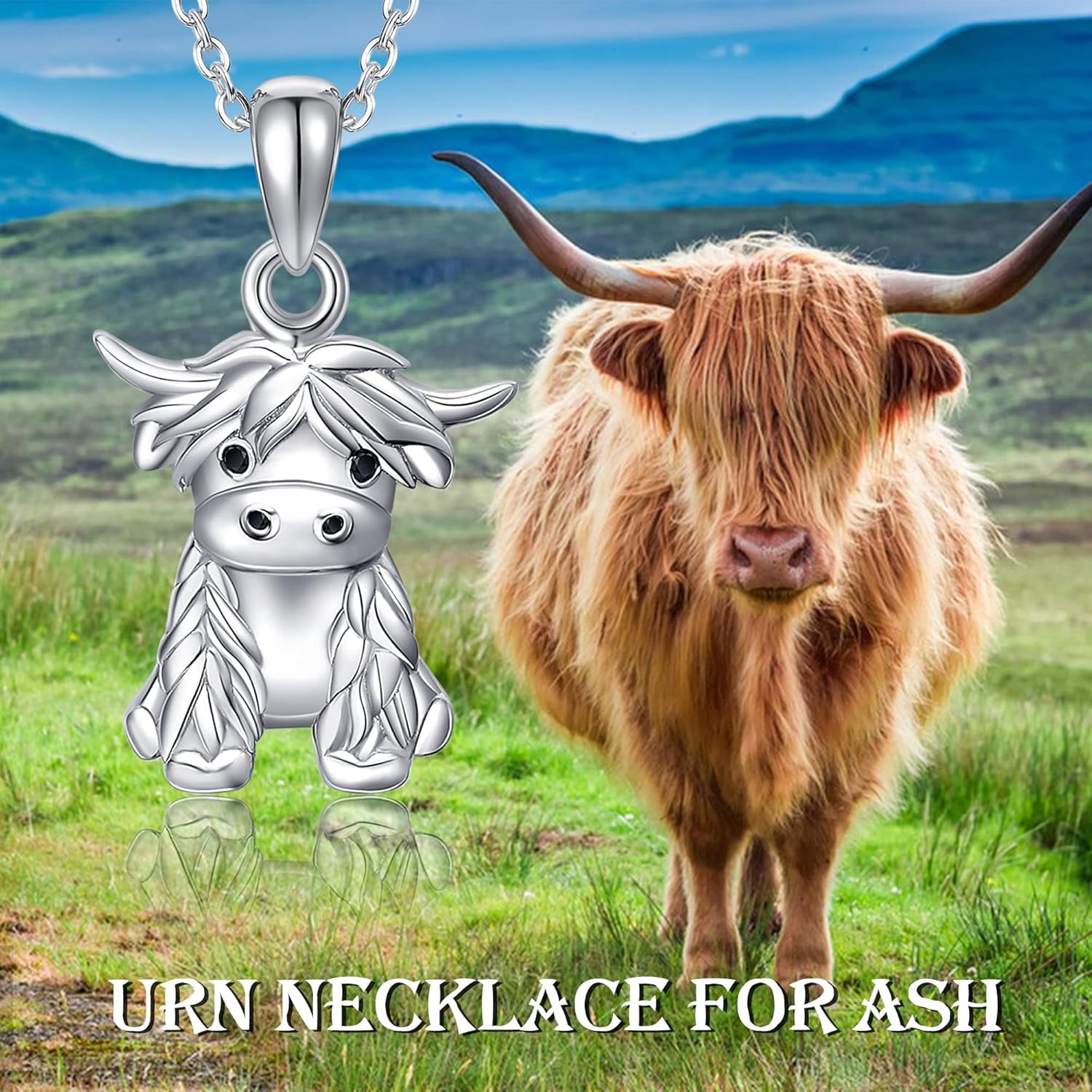 Urn Necklace 925 Sterling Silver Butterfly/Tree of Life/Highland Cow Urn Necklace for Ashes Cremation Jewelry for Women