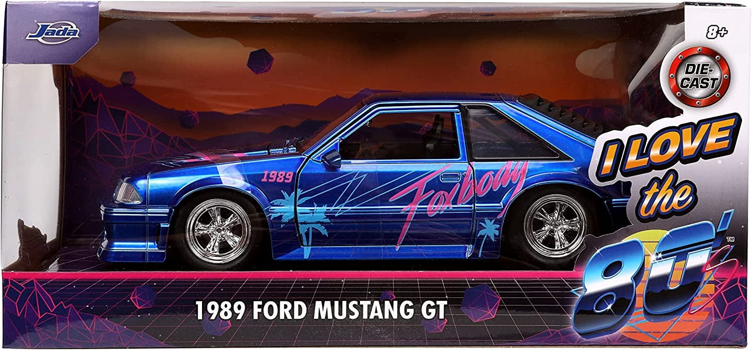 Jada Toys I Love The 80’s 1:24 1989 Ford Mustang GT Die-Cast Car, Toys for Kids and Adults, Blue Jada Toys I Love The 80’s 1:24 1989 Ford Mustang GT Die-Cast Car, Toys for Kids and Adults, Blue