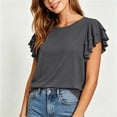 thumbnail image 5 of Admvng Womens Scoop Neck Casual Tops Ruffle Short Sleeve Summer Loose Fit Blouses, 5 of 7