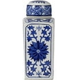 thumbnail image 4 of A&B Home 9'' Rectangular Blue White Ceramic Jar Set of 2 Home Decor Vase with Lid Centerpiece Decoration, 4 of 4