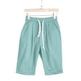 thumbnail image 7 of Swim Shorts Women Summer Plus Size High Waisted Lacing Beach Pocket Knee Length Bermuda Cargo Board Gym Light Blue Bottoms Sizes 6XL, 7 of 7