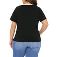 thumbnail image 4 of DARING DIVA Women's Plus Square Neck Short Sleeve Trendy Top 1X Black, 4 of 6