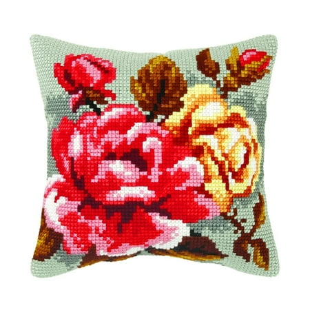 UPC: 5902067303702 | Orchidea Roses on the Grey Backround I Pillow Needlepoint Kit