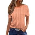 thumbnail image 2 of DPTALR Women's Summer Slim Fit Casual Fashion Print T-Shirt, Round Neck Short Sleeve Top,Orange,Size XL, 2 of 4