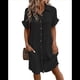 thumbnail image 1 of Vestido Túnica Holgado Informal de Verano para Mujer, de Algodón y , con Cuello en V, Botones y Corta, Color Negro, Talla XXL, 1 of 7